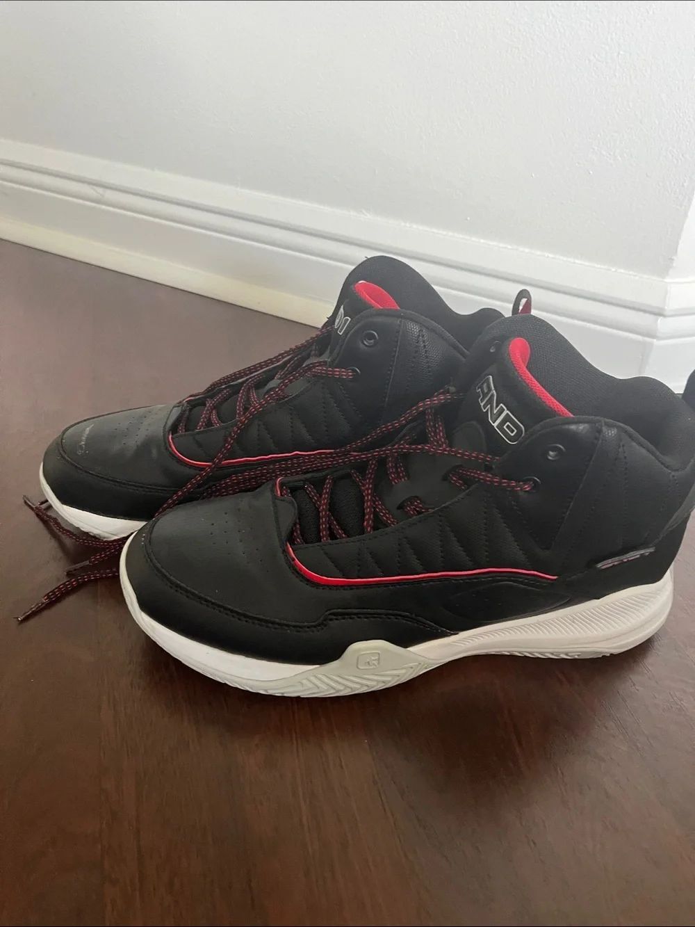 And1 Black and Red Mid-Top Basketball Sneakers